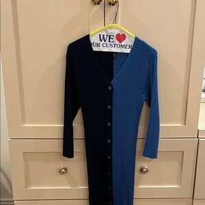 Two-Tone Long Blue Women's Dress